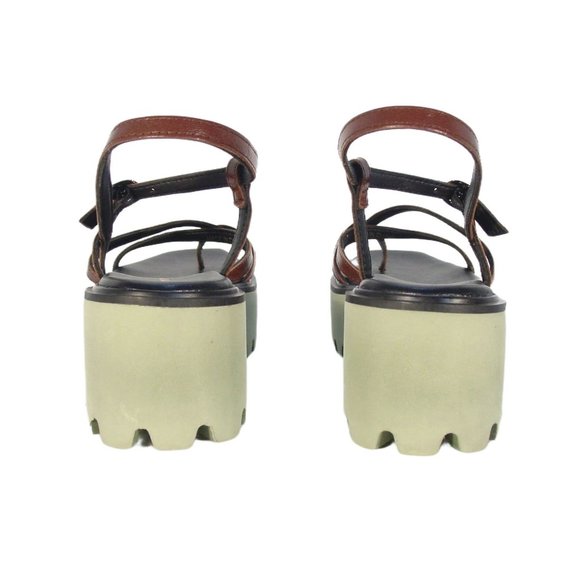 ALL BLACK $189 Strappy Platform Toe Ring Sandals Women's 37/7 - Picture 4 of 13